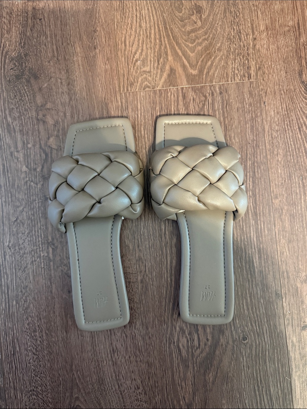 Braided Slide Sandals in Dark Taupe